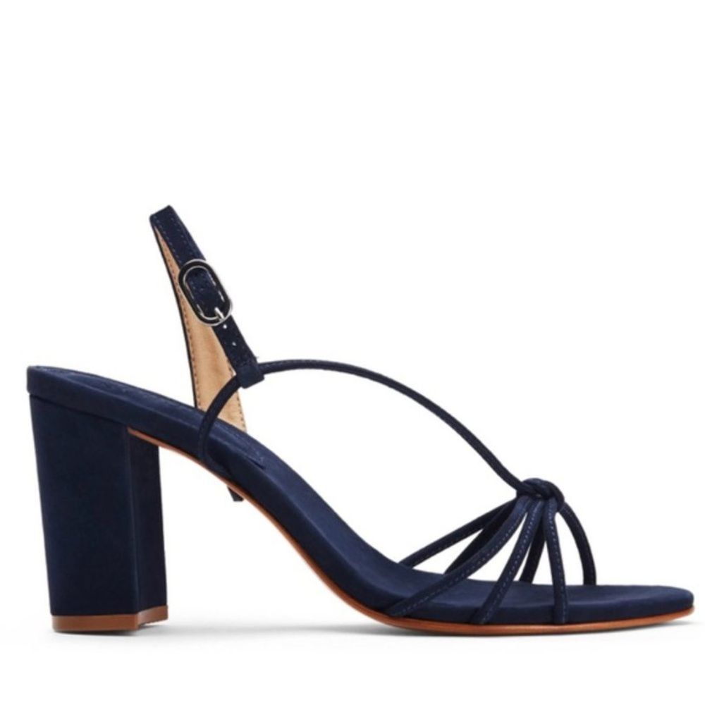 SCHUTZ Navy Strappy Block Heel Sandals